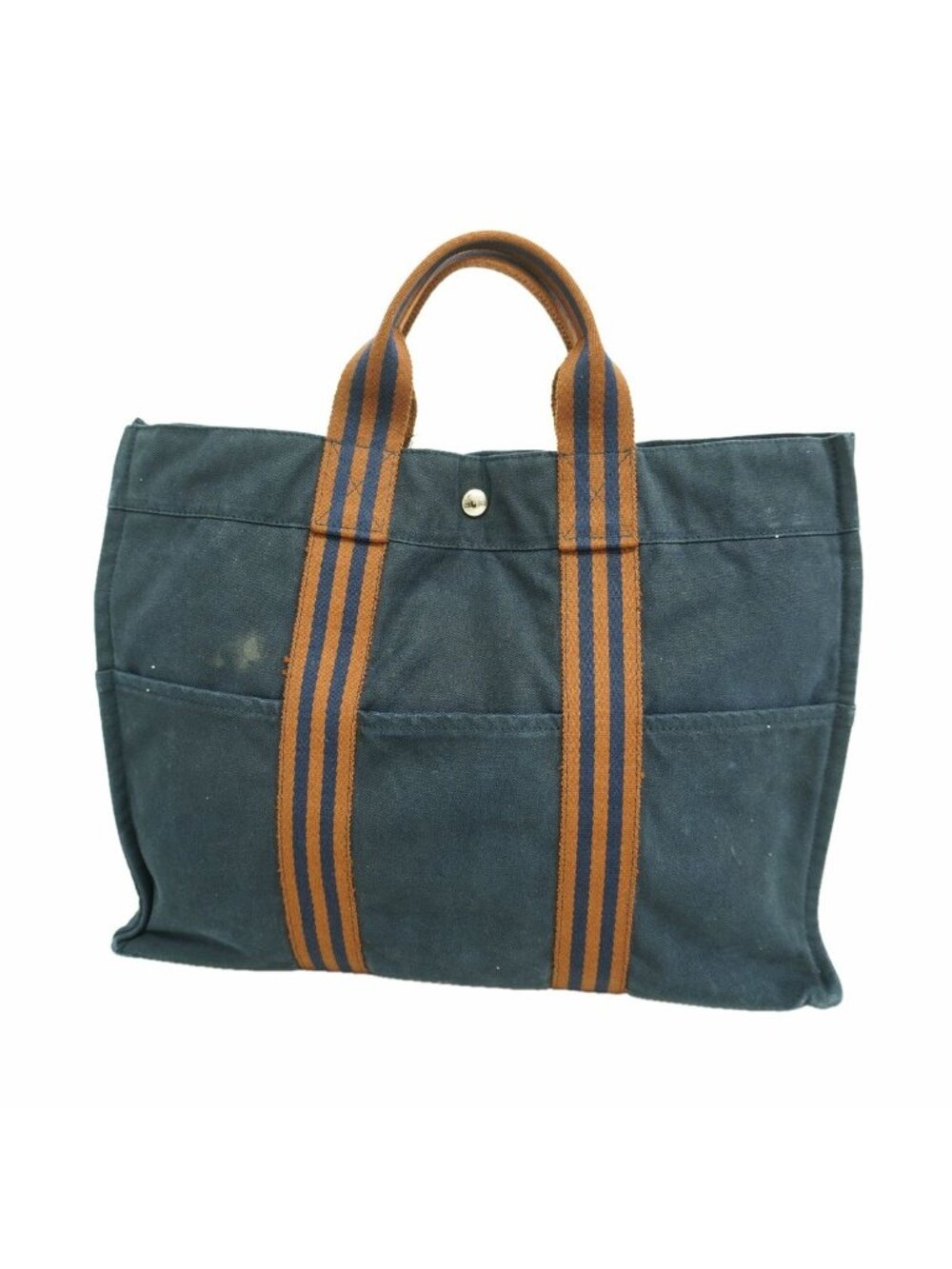 Hermes Tote Bag Fourre Tout MM Canvas Navy Silver